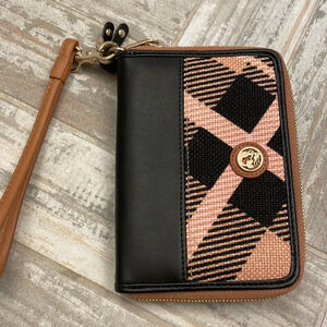 Spartina 449 Brown Plaid wallet w/ Wrist Strap
